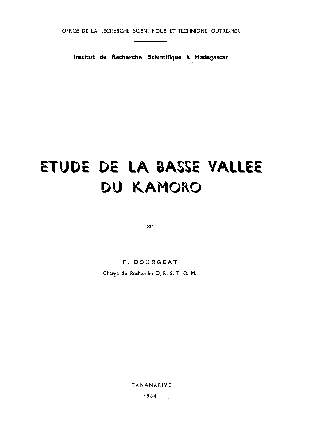 Etude De La Basse Vallée Du Kamoro