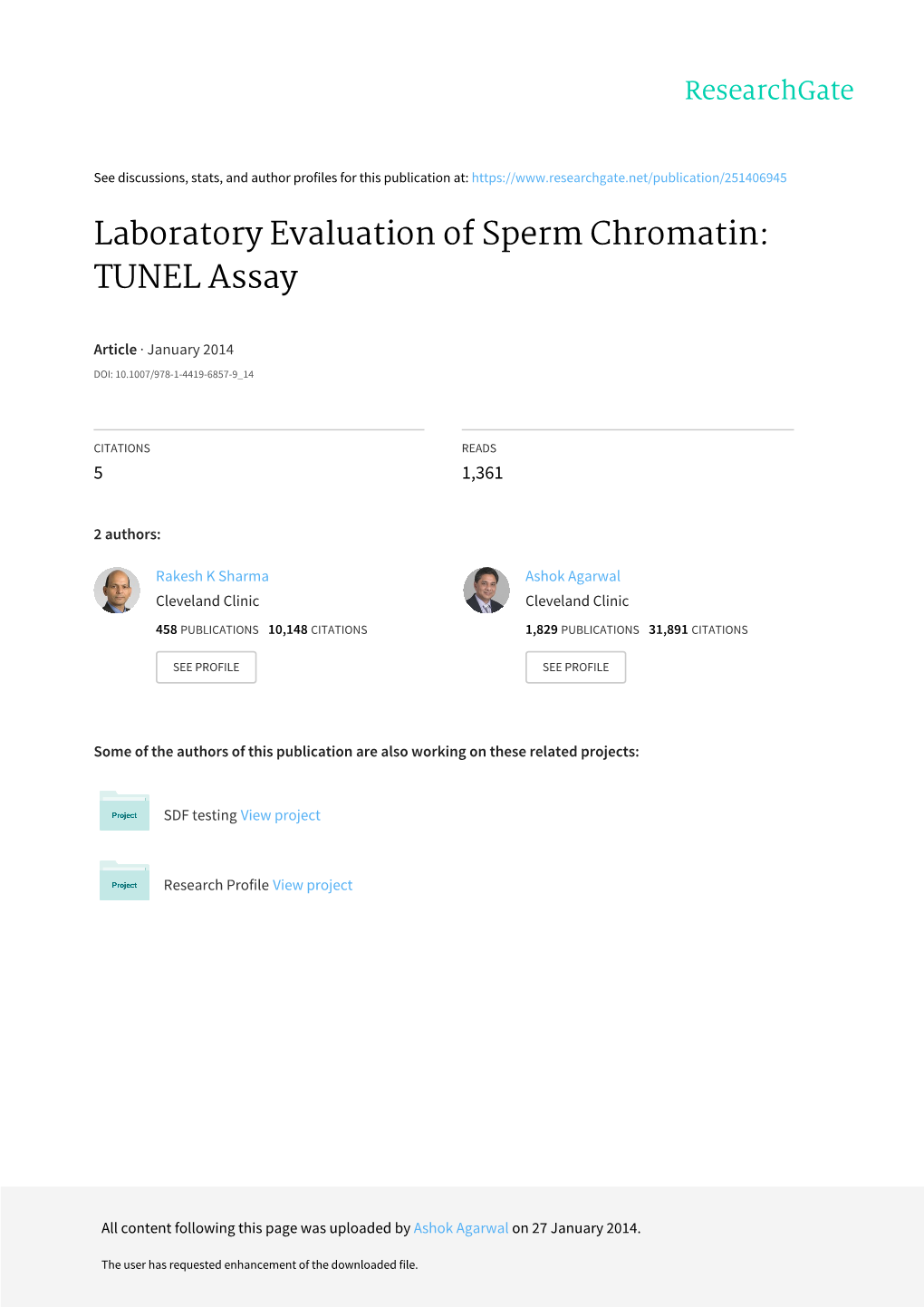 Laboratory Evaluation of Sperm Chromatin: TUNEL Assay