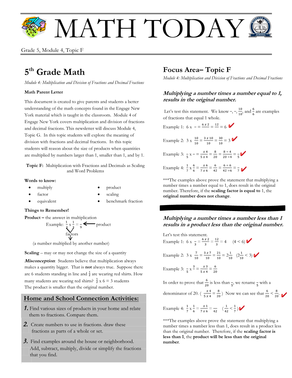 MATH TODAY Grade 5, Module 4, Topic F