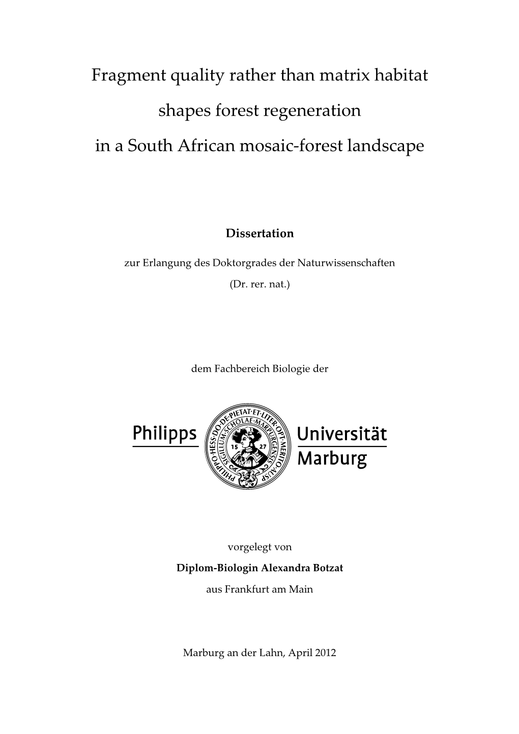 Forest Fragmentation South Africa