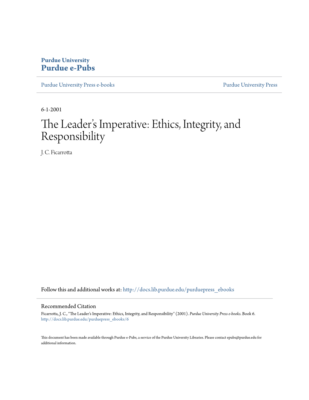 Ethics, Integrity, and Responsibility J
