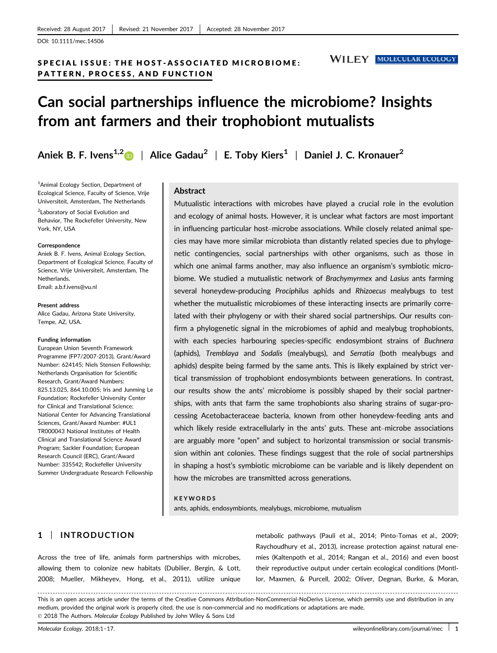 Insights from Ant Farmers and Their Trophobiont Mutualists