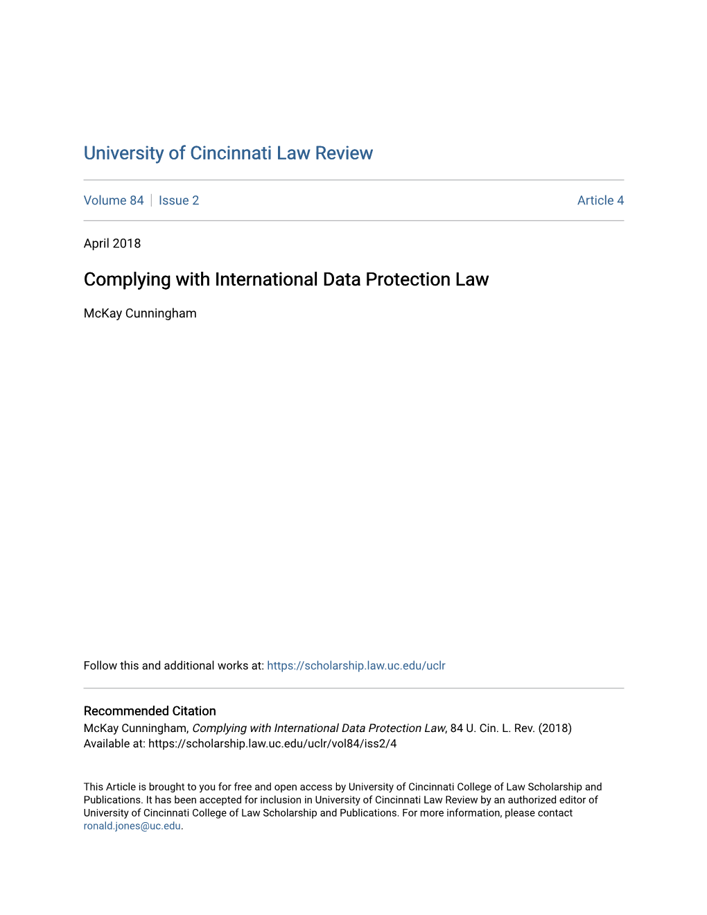 Complying with International Data Protection Law