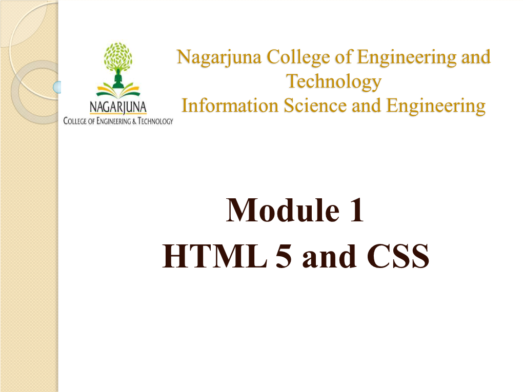 Module 1 HTML 5 and CSS Lecture 01 Introduction to HTML Introduction to HTML