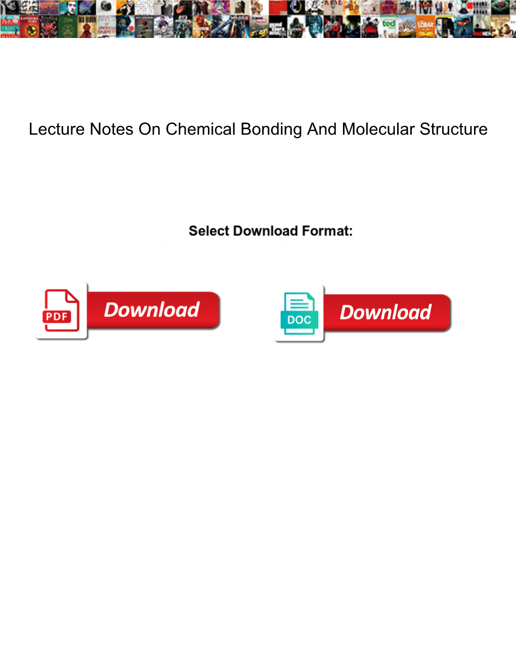 Lecture Notes on Chemical Bonding and Molecular Structure