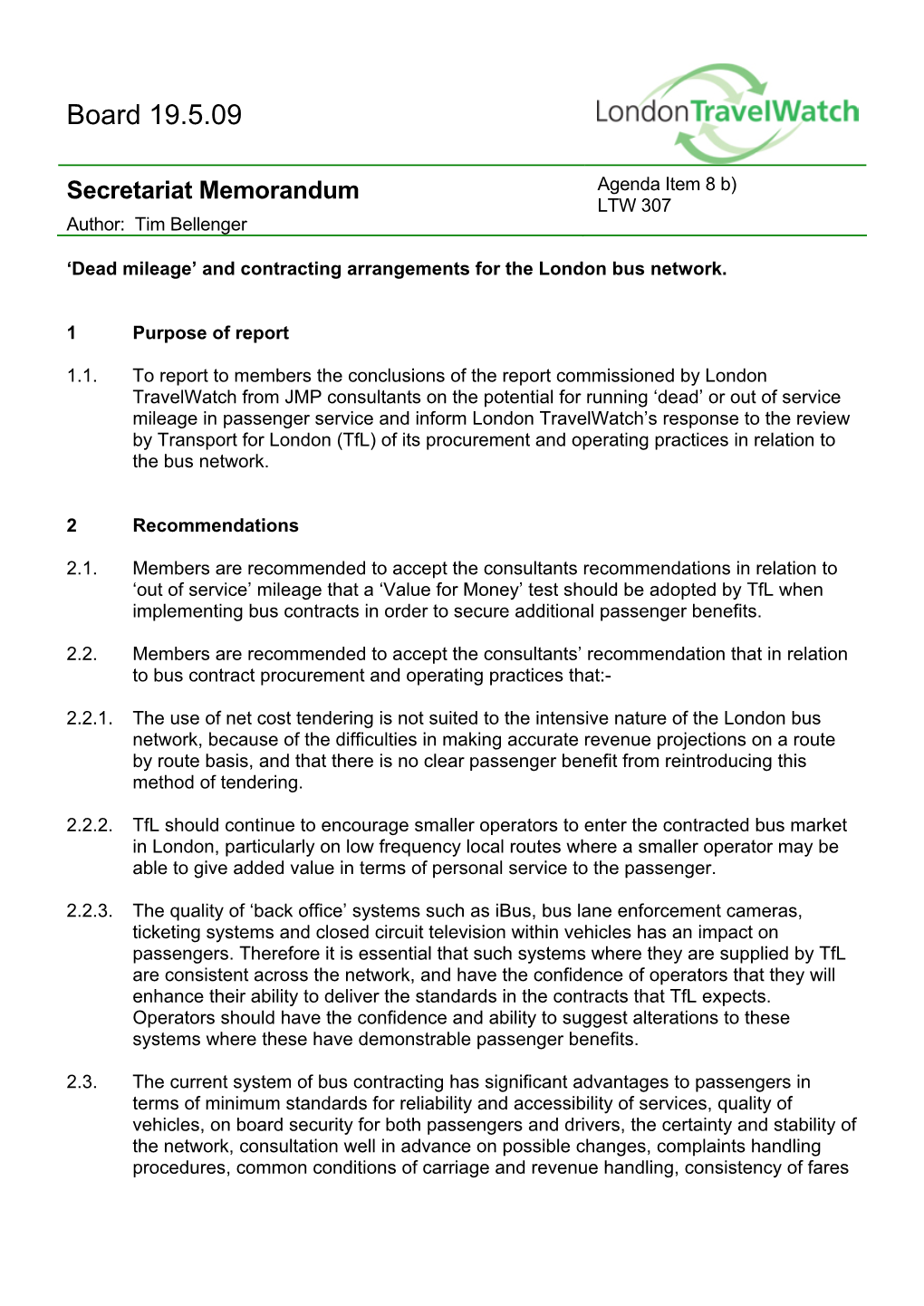 Dead Mileage and Contract Study