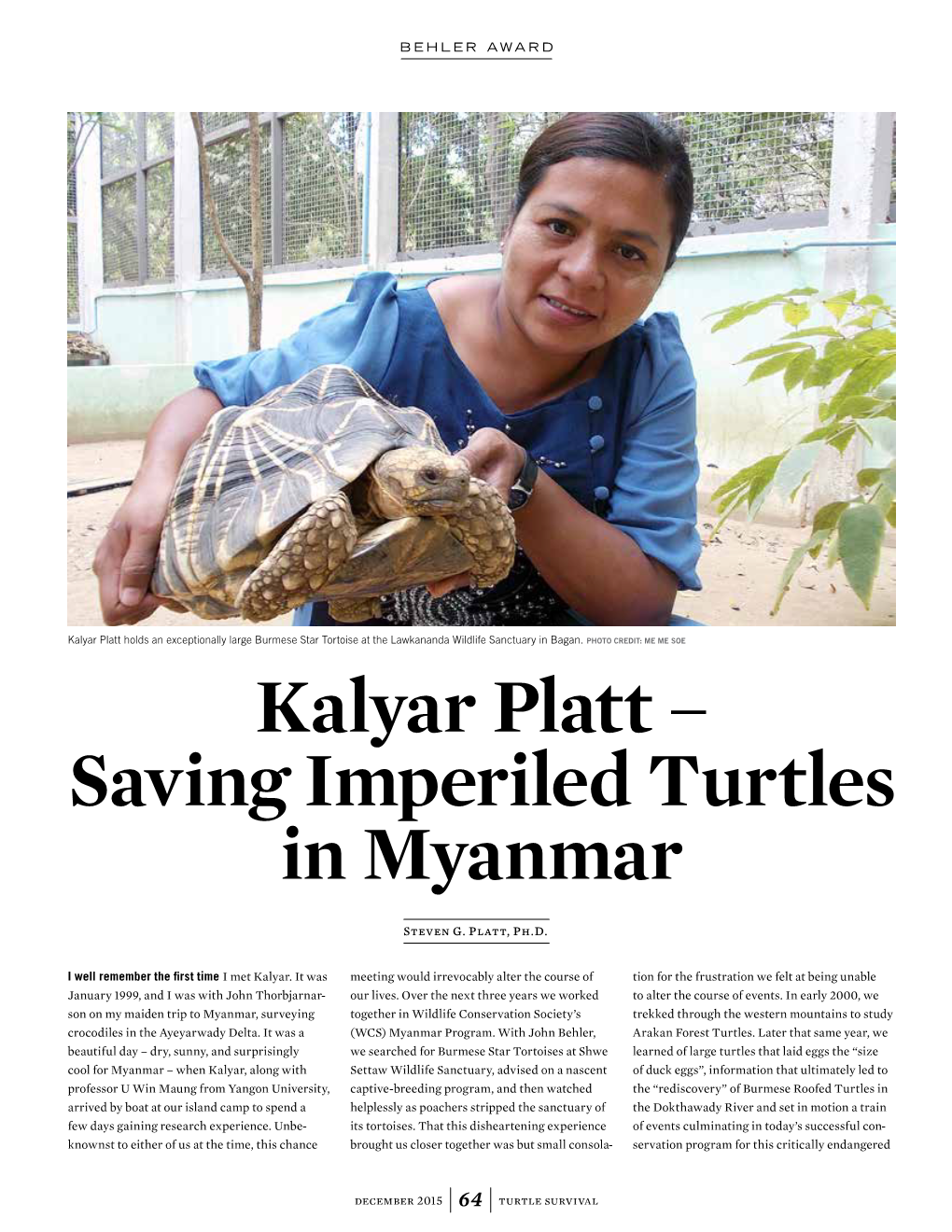 Kalyar Platt – Saving Imperiled Turtles in Myanmar