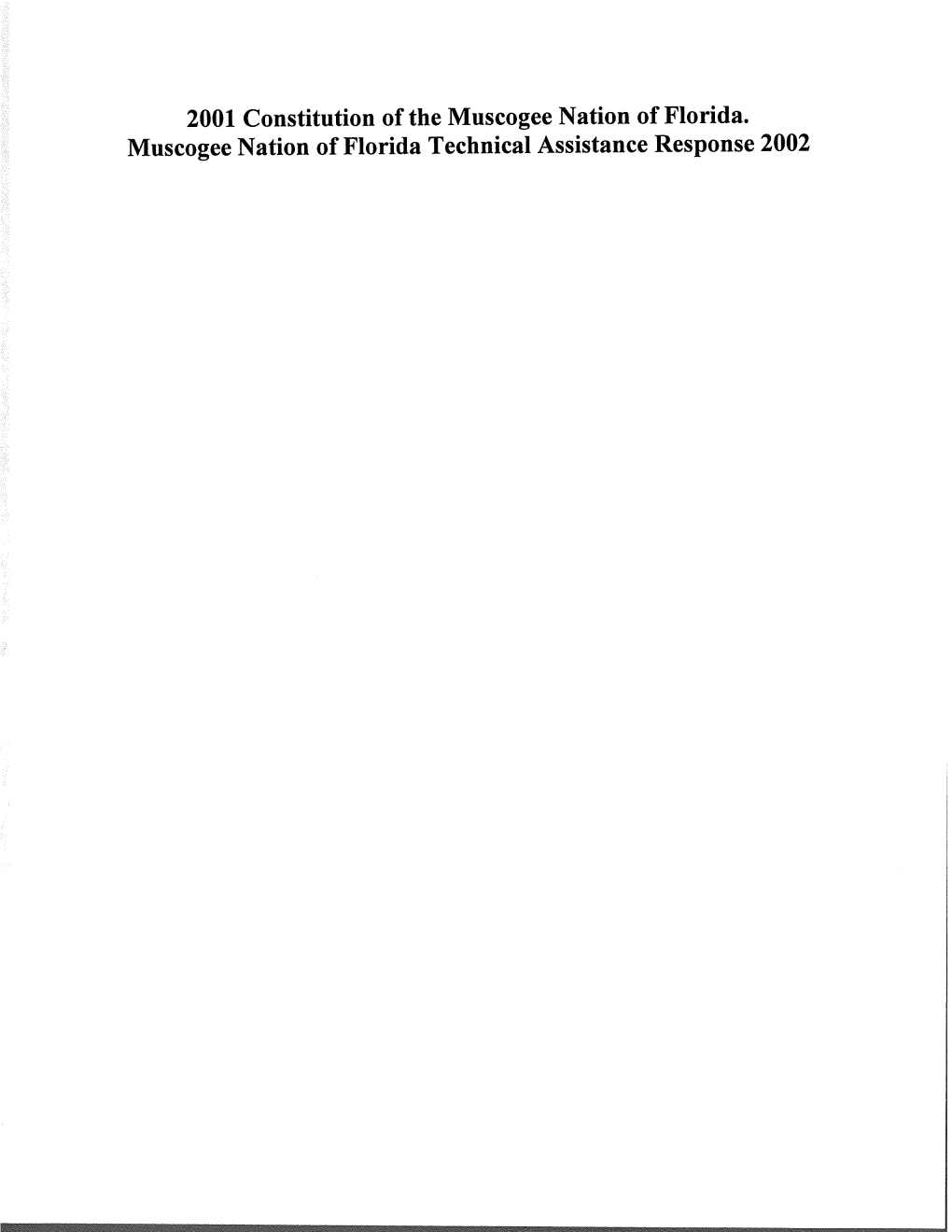 Constitution of the Muscogee Nation of Florida 2001