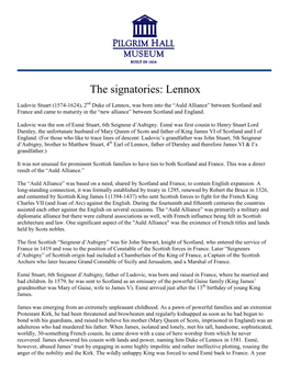 The Signatories: Lennox