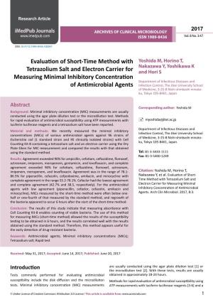 Evaluation of Short-Time Method with Tetrazolium Salt and Electron