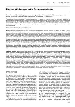 Phylogenetic Lineages in the Botryosphaeriaceae