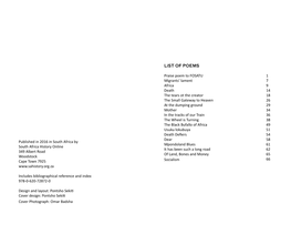 List of POEMS Praise Poem to FOSATU Migrants' Lament Africa