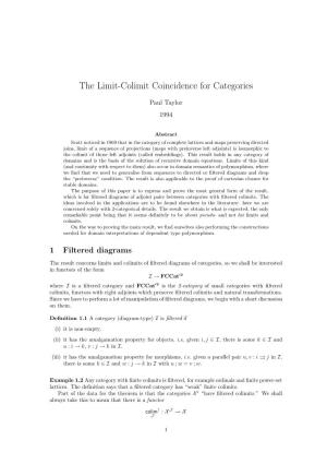 The Limit-Colimit Coincidence for Categories