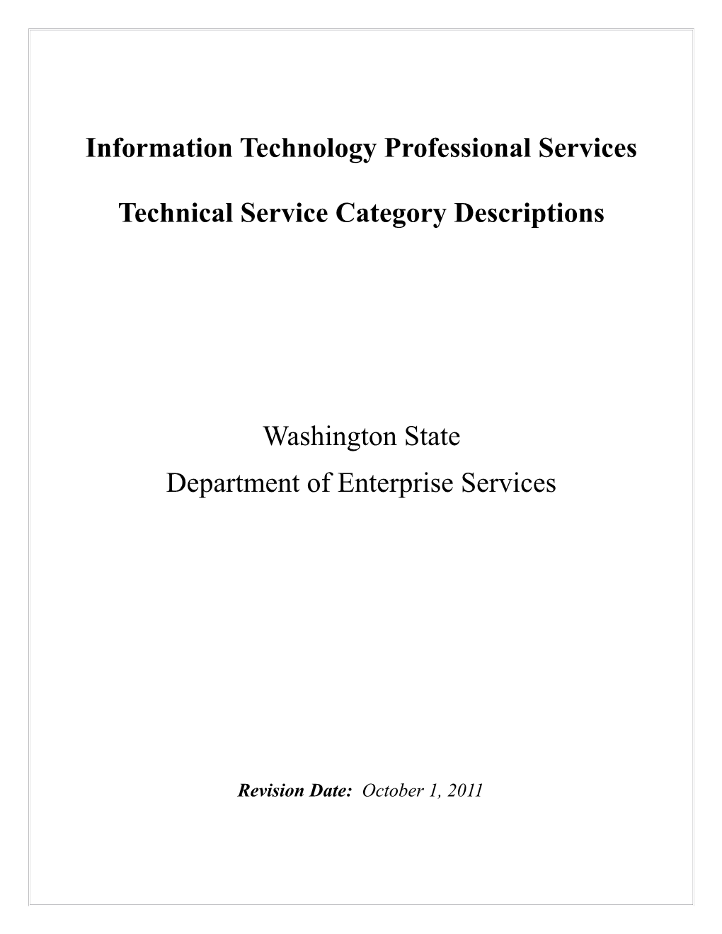 ITPS Technical Service Categories