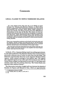 Legal Claims to Newly Emerged Islands