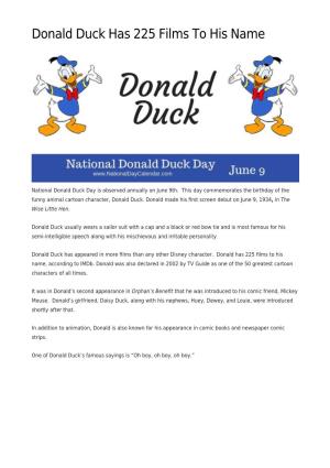 Donald Duck Has 225 Films to His Name