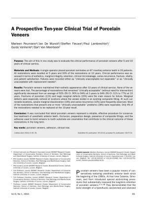 A Prospective Ten-Year Clinical Trial of Porcelain Veneers