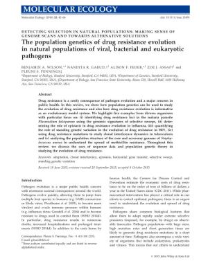 The Population Genetics of Drug Resistance Evolution in Natural Populations of Viral, Bacterial and Eukaryotic Pathogens