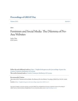 Feminism and Social Media: the Dilemma of Pro-Ana Websites," Proceedings of GREAT Day: Vol