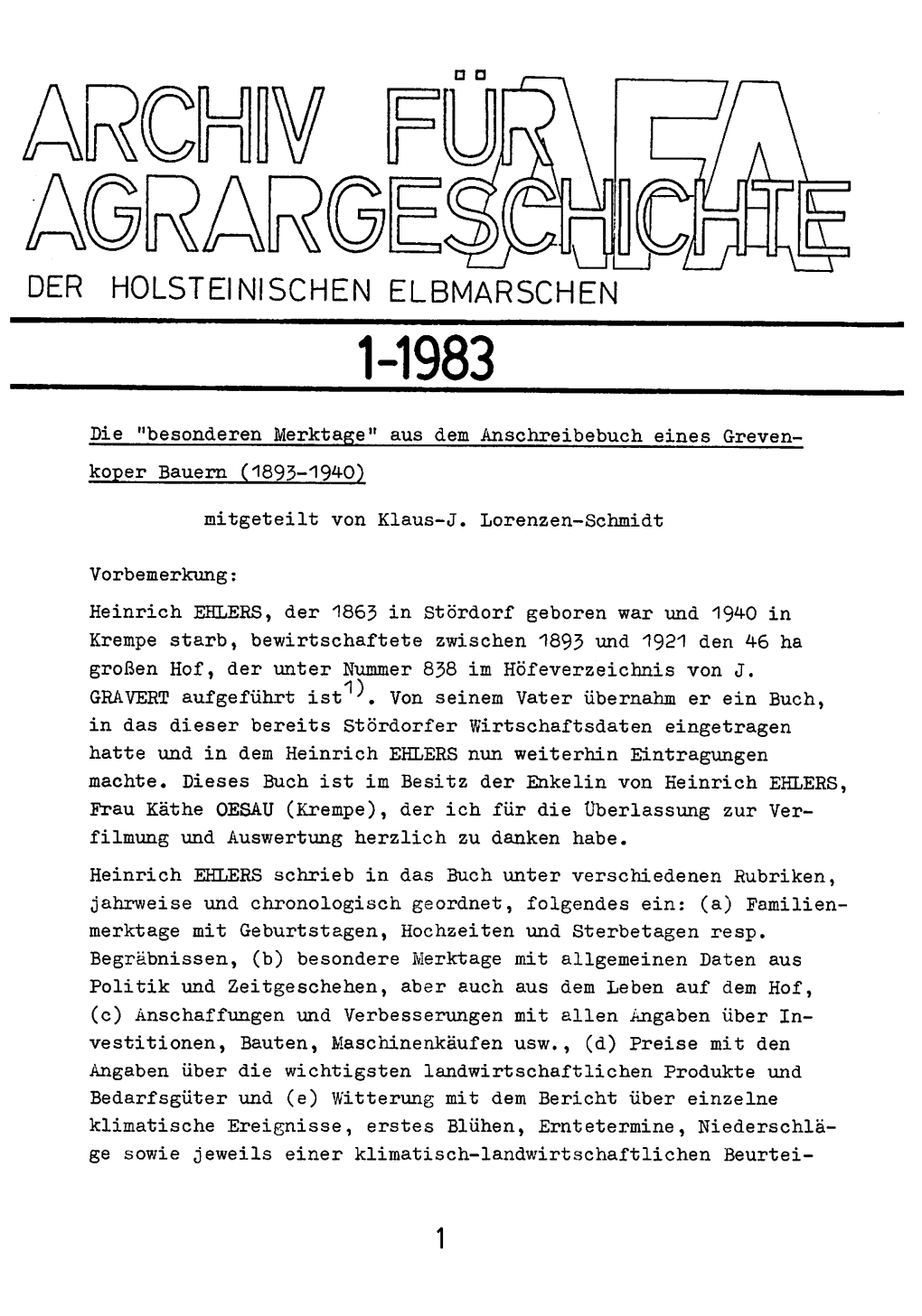 Der Holsteinischen Elbmarschen 1-1983