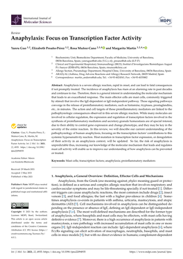 Anaphylaxis: Focus on Transcription Factor Activity