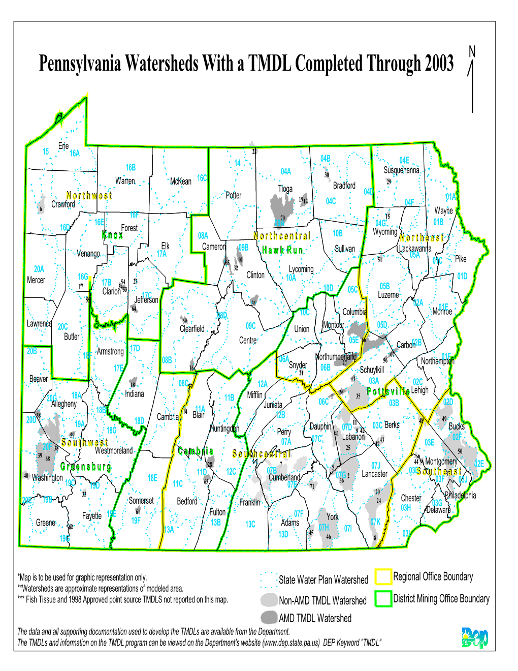 Pennsylvania Watersheds with a TMDL Completed Through 2003