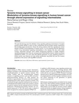 Tyrosine Kinase Signalling in Breast Cancer