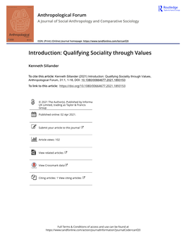 Introduction: Qualifying Sociality Through Values