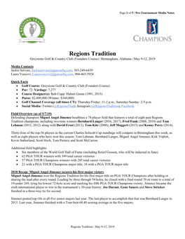 Regions Tradition Greystone Golf & Country Club (Founders Course) | Birmingham, Alabama | May 9-12, 2019