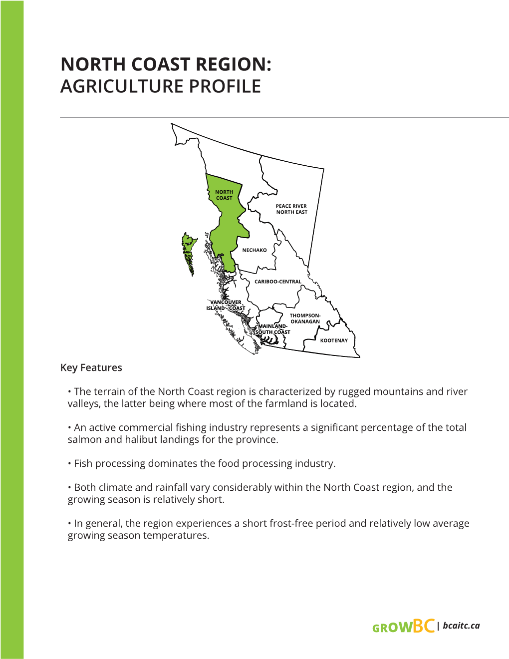 North Coast Region: Agriculture Profile