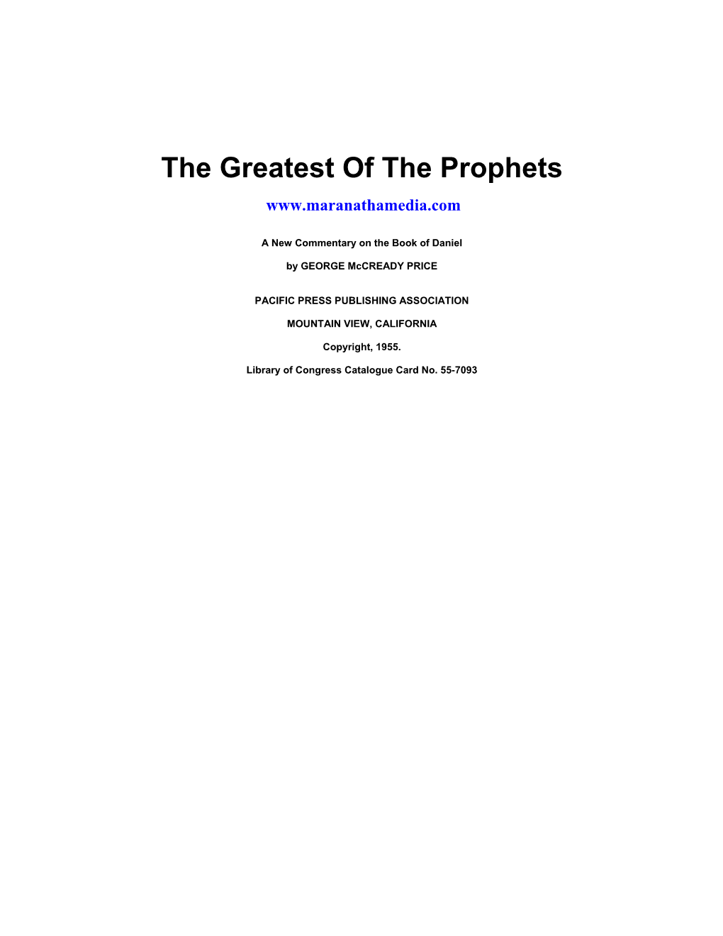Greatest of the Prophets (1955)