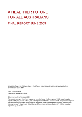 National Health and Hospitals Reform Commission – June 2009