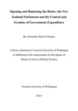 The New Zealand Parliament and the Control and Scrutiny of Government Expenditure