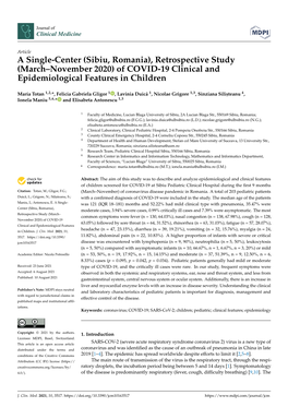 Sibiu, Romania), Retrospective Study (March–November 2020) of COVID-19 Clinical and Epidemiological Features in Children