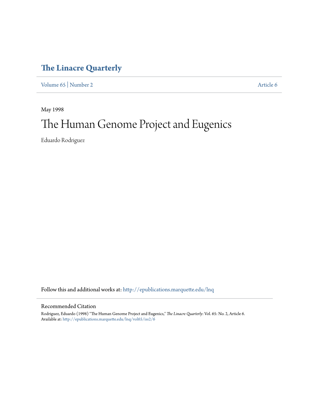 The Human Genome Project and Eugenics