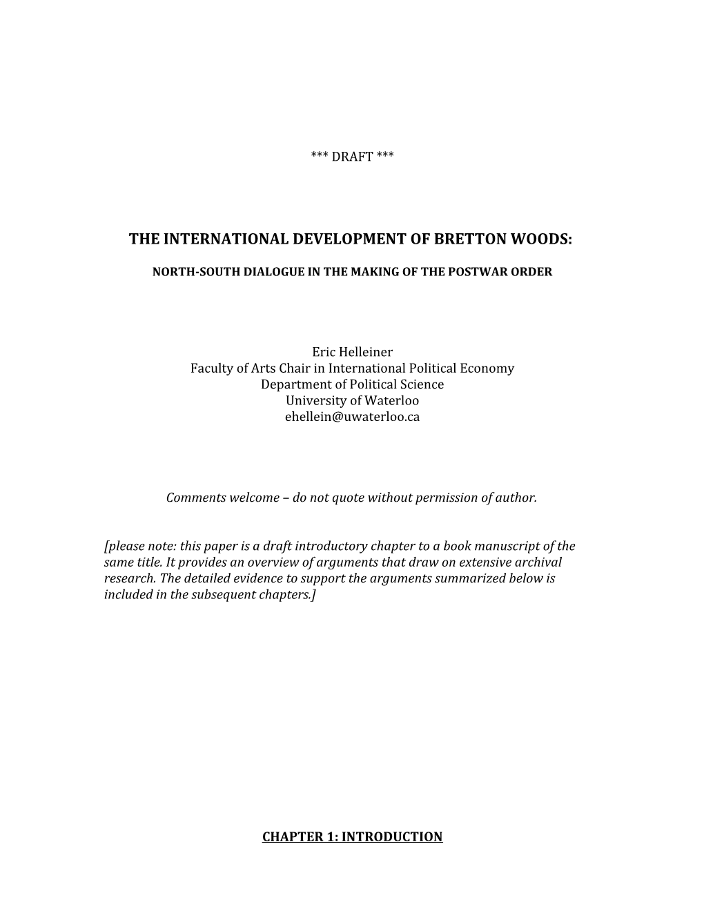 The International Development of Bretton Woods