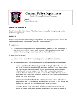 Graham Police Department Standard Operating Policies and Procedures