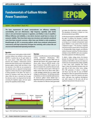 Fundamentals of Gallium Nitride Power Transistors EFFICIENT POWER CONVERSION