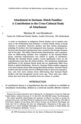 Attachment in Surinam-Dutch Families: a Contribution to the Cross-Cultural Study of Attachment