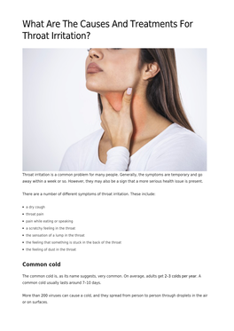 What Are the Causes and Treatments for Throat Irritation?