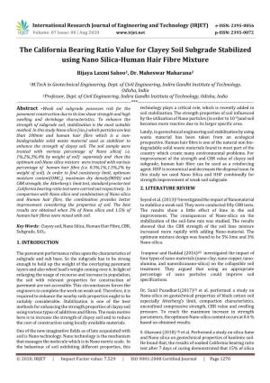 The California Bearing Ratio Value for Clayey Soil Subgrade Stabilized Using Nano Silica-Human Hair Fibre Mixture