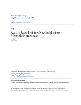 New Insights Into Metabolic Homeostasis Keith Tan