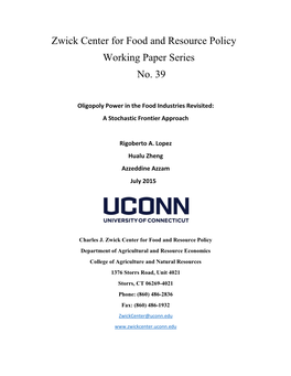 Zwick Center for Food and Resource Policy Working Paper Series No
