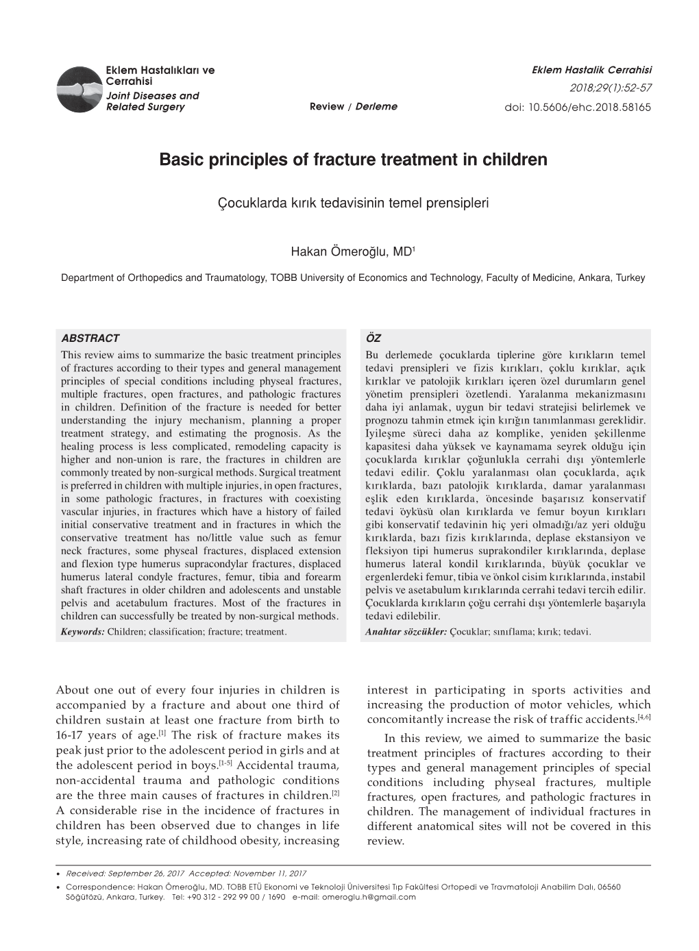 Basic Principles of Fracture Treatment in Children