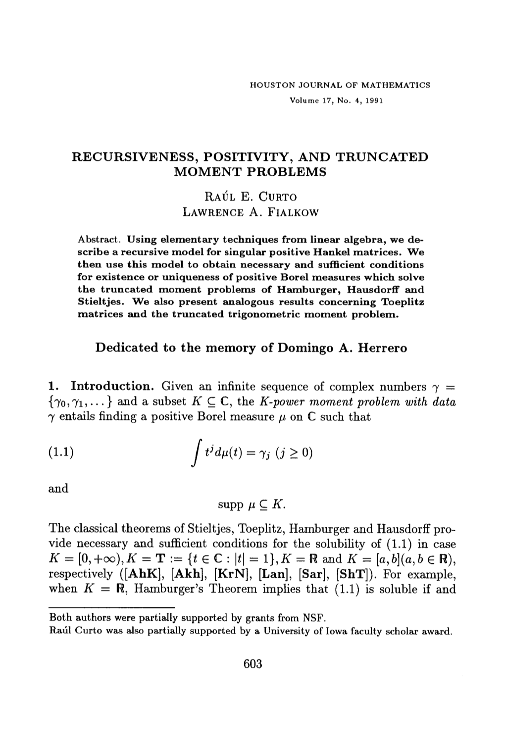 Recursiveness, Positivity, and Truncated Moment Problems