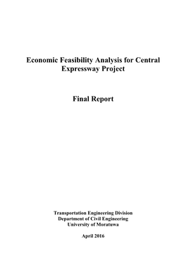 Economic Feasibility Analysis for Central Expressway Project