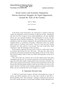 Social Justice and Economic Reparation: African-American Struggles for Equal Opportunity Around the Turn of the Century