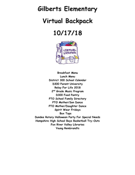 Gilberts Elementary Virtual Backpack 10/17/18