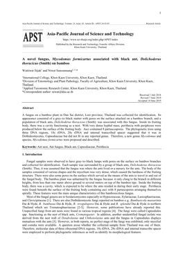 Jitjak, W., Sanoamuang, N. 2019. a Novel Fungus, Mycodomus