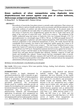 Green Synthesis of Silver Nanoparticles Using Euphorbia Hirta